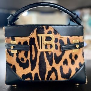 Balmain 
BBuzz 22 Leopard Calf Hair Top-Handle Bag